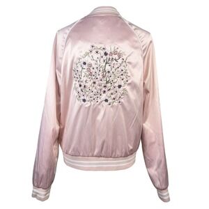 Ashley by 26 International Bomber Jacket Pink Satin Embroidered Downtown Edition